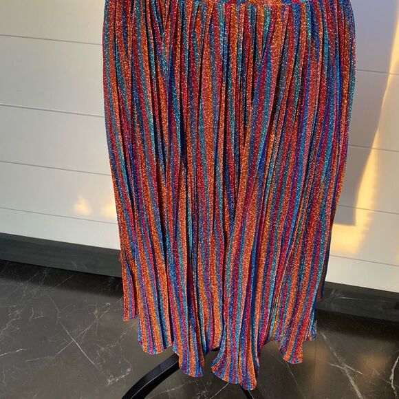 NWT Dress the Population Haley Metallic Fit & Flare Plunging Pleated Dress - Picture 12 of 16